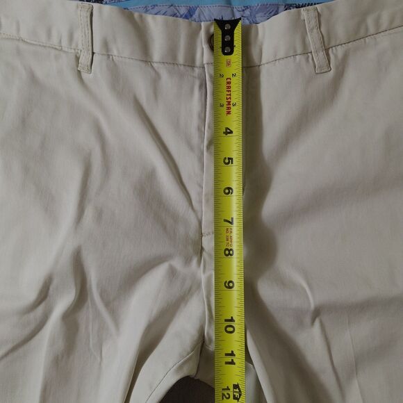 Tommy Bahama Chino Pants Mens 36x30 Cream Cotton Blend Solid Flat Front Preppy - Picture 3 of 11